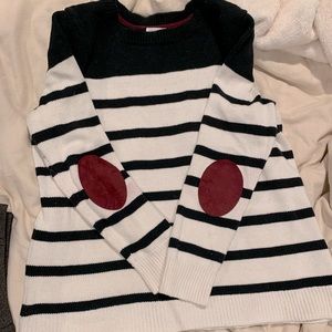 Striped sweater with patch elbows